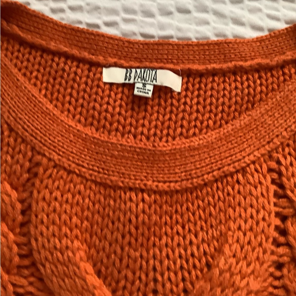 Women's Orange Cable Knit Sweater - Picture 3 of 3